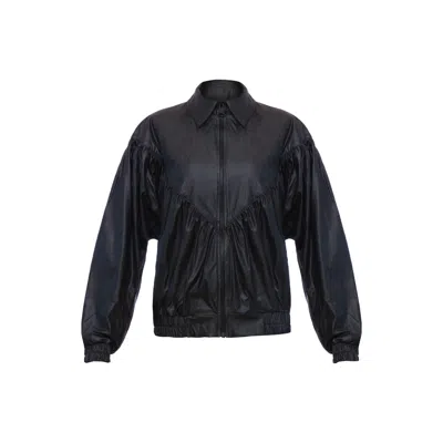 Zan Studio Women's Black Fly Bomber Jacket In Black/grey/green
