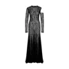 Zan Studio Women's Black Leather Ribbed Lace Dress In Black