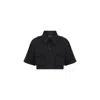 Zan Studio Women's Black Military Cropped Shirt With Cargo Pockets In Black