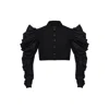 Zan Studio Women's Black Cropped Jacket With Wing In Black/white