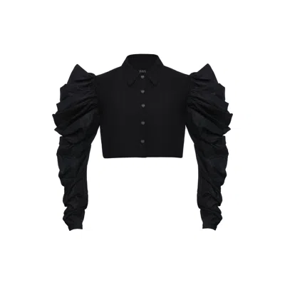 Zan Studio Women's Black Cropped Jacket With Wing In Black/white