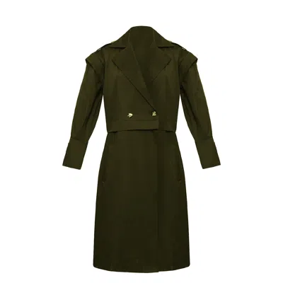 Zan Studio Women's Green Detachable Multi-usage Trench Coat