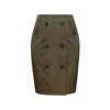 Zan Studio Women's Green Double Buttoned Straight Skirt In Green