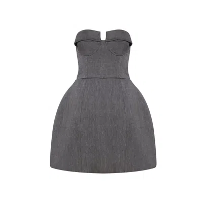 Zan Studio Women's Grey Strapless Mini Bubble Dress