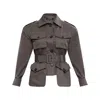 Zan Studio Women's Oversize Army Green Jacket With Belt In Green