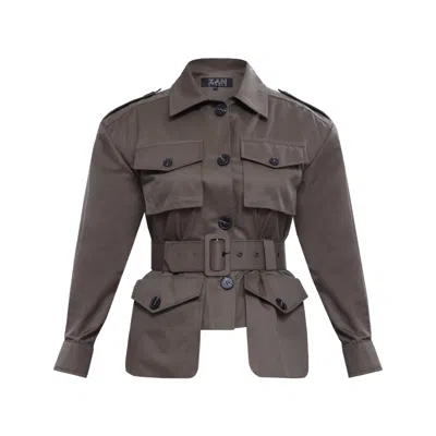 Zan Studio Women's Oversize Army Green Jacket With Belt