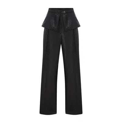 Zan Studio Women's Python Straight Pant With Frill Black