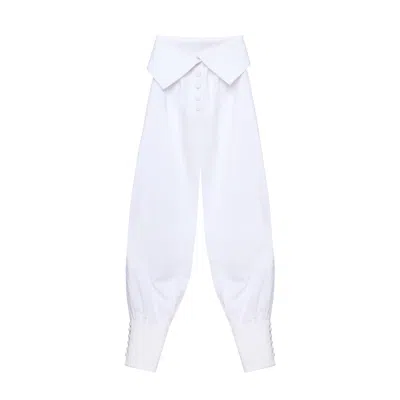 Zan Studio Women's White Shirt-detailed Wide Leg Trousers
