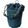 Zanatany Concepts Buckety Raffia Bag In Blue