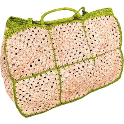 Zanatany Concepts Carrey Raffia Tote Bag In Green