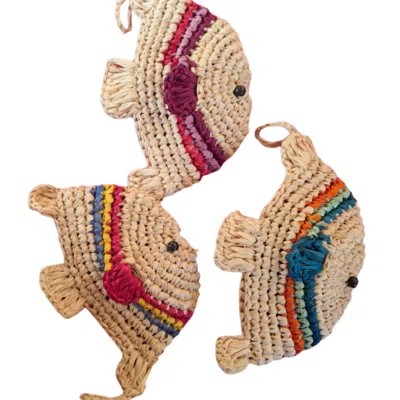 Zanatany Concepts Women's Accessories - Fish Raffia Keyring In Red