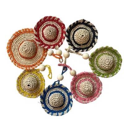 Zanatany Concepts Women's Accessories  Mini Hat Raffia Keyring In Multi