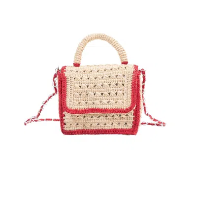 Zanatany Concepts Women's Brouly Raffia Bag- Red In Multi