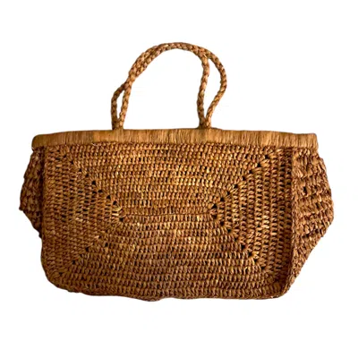 Zanatany Concepts Women's Brown Clipa- Small Caramel Raffia Bag