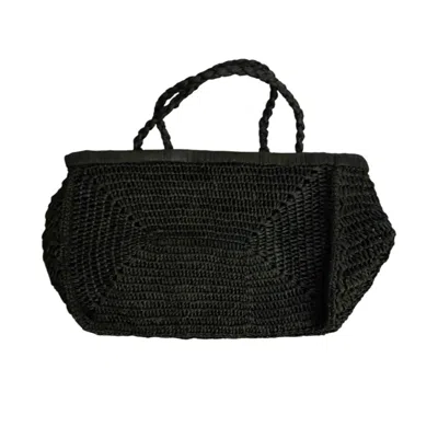 Zanatany Concepts Women's Clipa- Small Black Raffia Bag