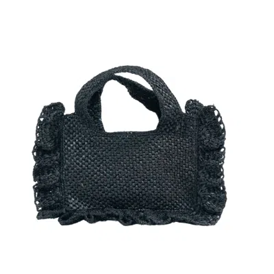 Zanatany Concepts Women's Floute Black Raffia Bag