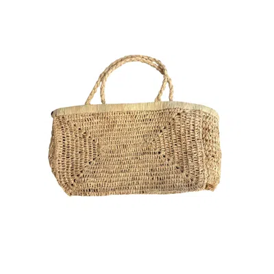 Zanatany Concepts Women's Gold Clipa - Small Beige Raffia Bag In Brown