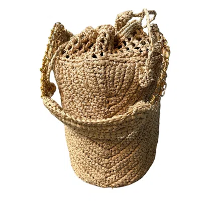 Zanatany Concepts Women's Orange Buckety- Beige Bag