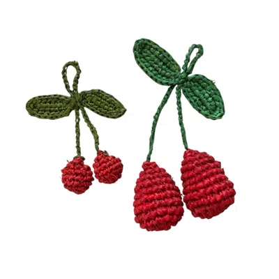 Zanatany Concepts Women's Red Accessories - Cherry Raffia Keyring