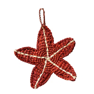 Zanatany Concepts Women's Red Starfish Raffia Keyring