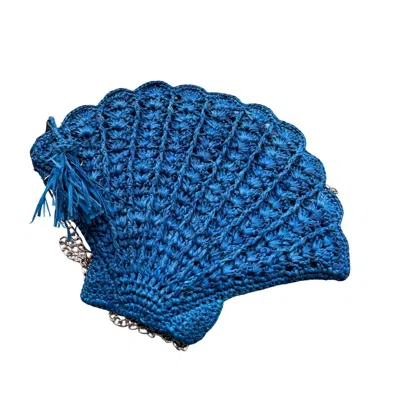 Zanatany Concepts Women's Shell Raffia Bag -blue