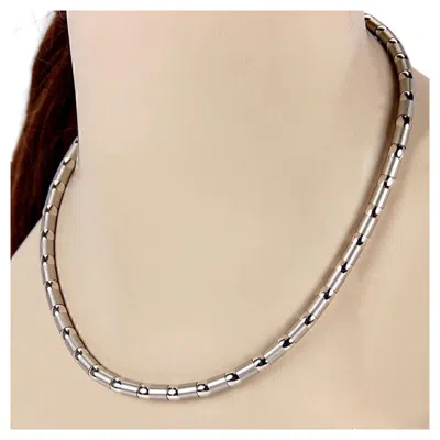Pre-owned Zancan Polished & Brushed 18k White Gold Necklace