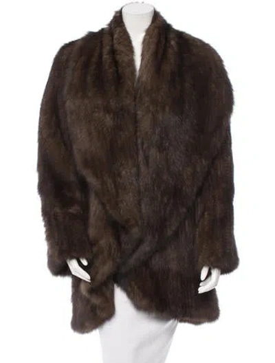 Pre-owned Zandra Rhodes Knitted Sable Coat In Brown