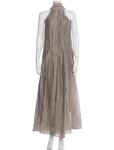 Pre-owned Zandra Rhodes Plaid Print Long Dress In Multicolor