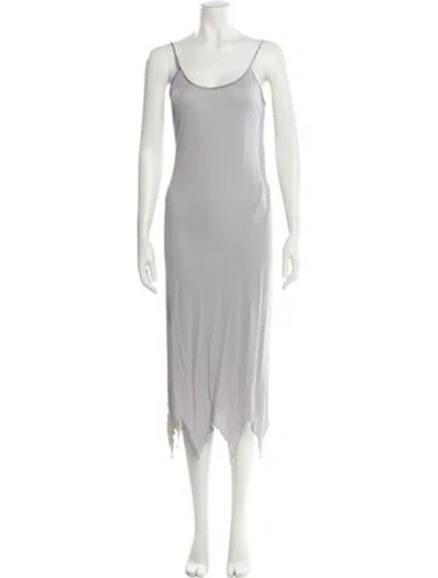 Pre-owned Zandra Rhodes Scoop Neck Long Dress In Gray