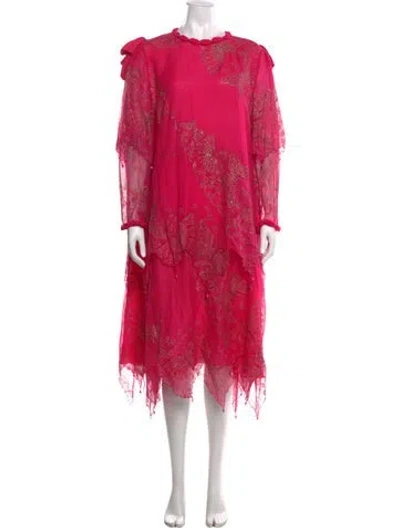 Pre-owned Zandra Rhodes Silk Long Dress In Pink