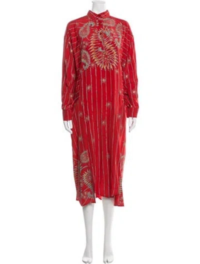 Pre-owned Zandra Rhodes Silk Long Dress In Red