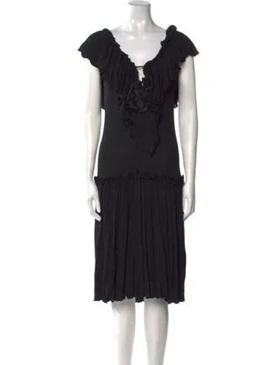 Pre-owned Zandra Rhodes Vintage Knee-length Dress In Black