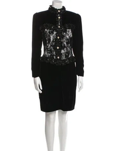 Pre-owned Zandra Rhodes Vintage Mini Dress In Black