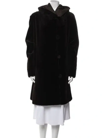 Pre-owned Zandra Rhodes Vintage Reversible Faux Fur Coat In Black