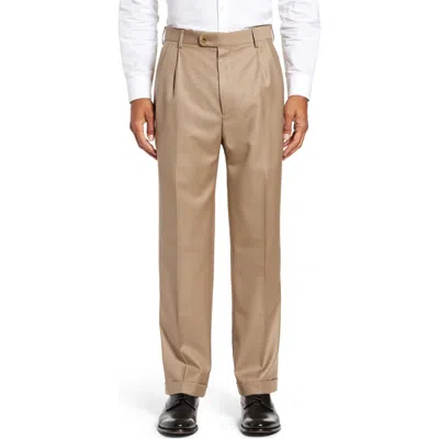 Zanella Bennett Straight Leg Pleated Dress Pants In Brown