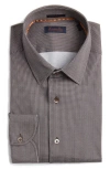 Zanella Bond Micropattern Knit Cotton Blend Dress Shirt In Brown