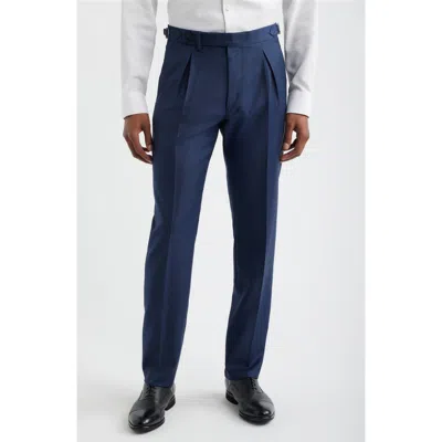 Zanella Danny Pleated Solid Wool Dress Pants In Blue