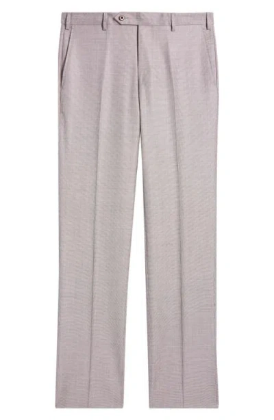 Zanella Devon Flat Front Plaid Wool Dress Pants In Multi