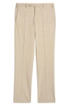 Zanella Devon Flat Front Plaid Wool Dress Pants In Neutral