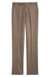 Zanella Devon Flat Front Stretch Wool & Cashmere Dress Pants In Brown