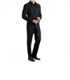 Zanella Devon Flat Front Super 110s Wool Serge Trouser In Black