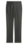 Zanella Devon Flat Front Wool Dress Pants In Gray