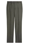Zanella Devon Flat Front Wool Dress Pants In Sage