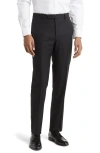 Zanella Devon Flat Front Super 110s Wool Serge Trouser In Black In Black