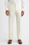 Zanella Devon Flat Front Wool Dress Pants In White