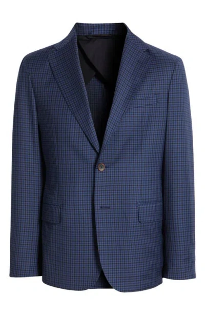 Zanella Eric Check Wool Sport Coat In Dark Blue