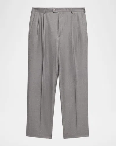 Zanella Men & Apos;s Bennett Wool Straight-fit Pleated Trousers In Gray