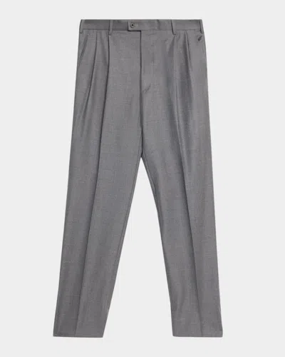 Zanella Men & Apos;s Bennett Wool Straight-fit Pleated Trousers In Gray