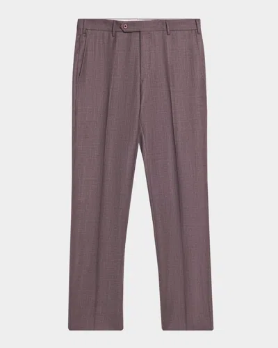 Zanella Men & Apos;s Parker Sharkskin Trousers In Burgundy