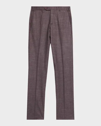 Zanella Men & Apos;s Parker Silk And Wool Tapered Trousers In Burgundy